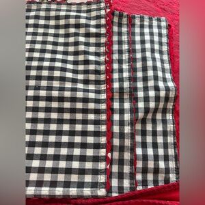 Black and White Checkered and red napkins  with Red Trim set of 5